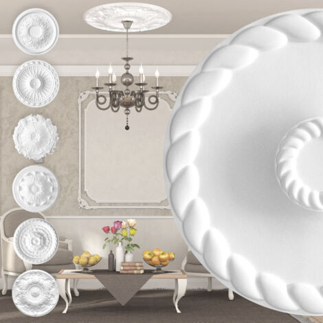 Rosone di polistirolo - decorazione interna, stucco per soffitti EPS - bianco: R-22 - Ø 60 cm