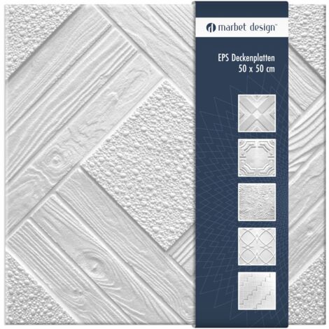 Marbet Design piastrelle per soffitto in polistirolo EPS bianco 50x50cm confezione economica: Duetto, Pacchetto Max (miglior prezzo)