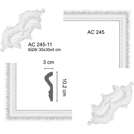 Parete e soffitto che circondano Fregio Stucco Cornice Antiurto AC245