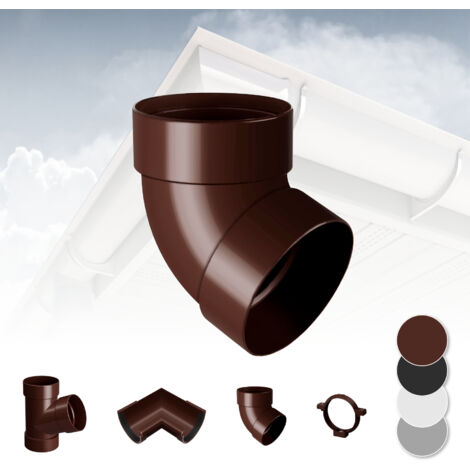 Sistema di grondaie - 90mm in plastica PVC, selezione di componenti - RainWay 90: Marrone, Curva 67° doppia