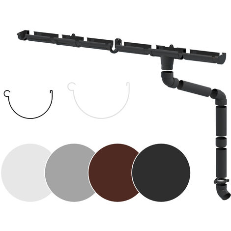 Set completo di grondaie per la pioggia Superfici del tetto  100m² PVC in 4 colori, RainWay90: Antracite, Set completo - 4 metri
