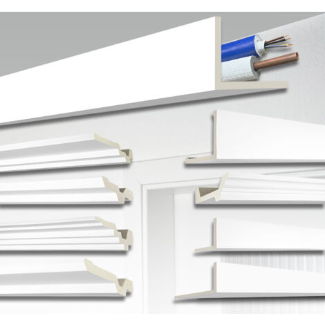 HEXIM Modanatura coprire cavi e tubi Modelli AB (2 metri) Cornice bianco Schiuma PU, Copertina: AB297 - 90x90mm