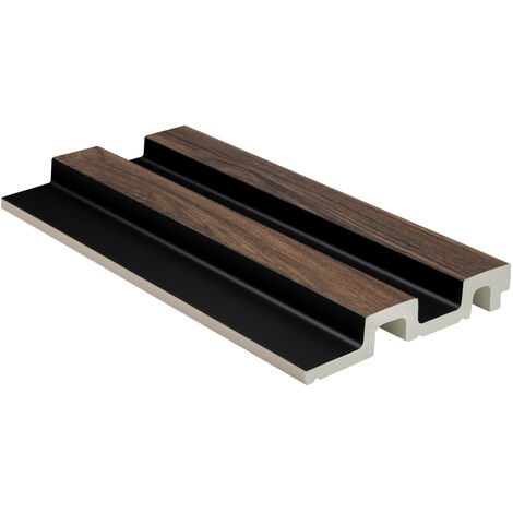 Pannelli Acustici In Polistirene HDPS - Rivestimento Parete A Lamelle Effetto Legno, Campione Marrone Scuro - Foto 11