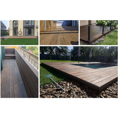 Thermoesche Terrassendielen 130x21mm (Speditionslieferung)  Unterkonstruktion & Montageclips: Pannello per decking - 130x21mm (1  pezzo), Tavola da 140