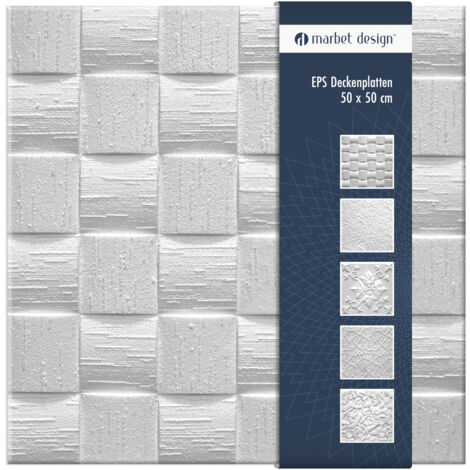 Piastrelle per soffitto polistirolo Marbet Design EPS 6 decori diversi 50x50cm confezione economica: Len, 2 m² / 8 pannelli