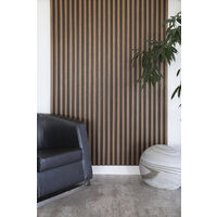 Pannelli Acustici In Polistirene HDPS - Rivestimento Parete A Lamelle Effetto Legno, Campione Marrone Scuro - Foto 7