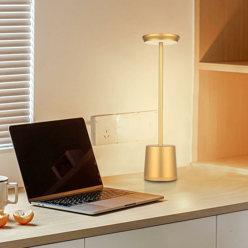 Lampe de table sans fil,4400mAh lampe de bureau LED rechargeable,3 Niveaux  de Gradation avec