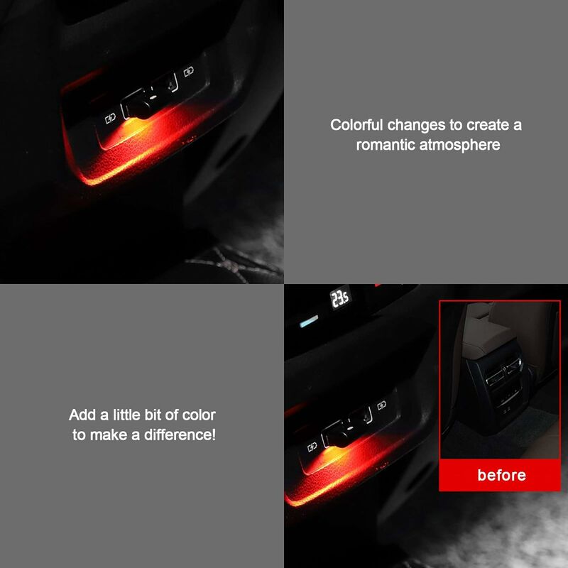 Éclairage USB de voiture - 6PCS Lumière d'ambiance intérieure de voiture  Mini lumière LED universelle sans