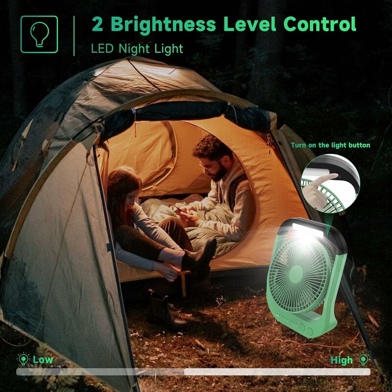 Ventilateur de Tente Portable avec Lanterne de Camping Légère,  Refroidisseur de Refroidissement pour Camping-car avec Crochet