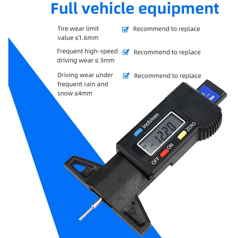 Acheter Jauge numérique de profondeur de bande de roulement de pneu de  voiture, outil de mesure de détection d'usure de pneu automatique, jauge  d'épaisseur d'étrier, système de surveillance