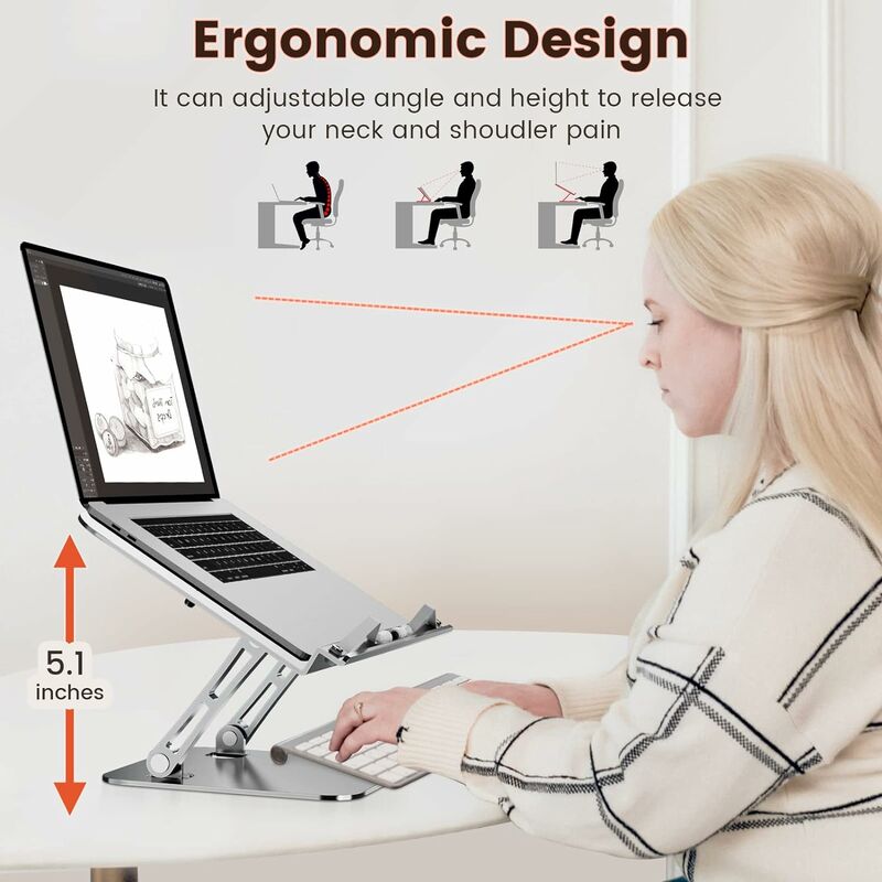 Support pour ordinateur portable avec base ronde rotative à 360°, support  ergonomique