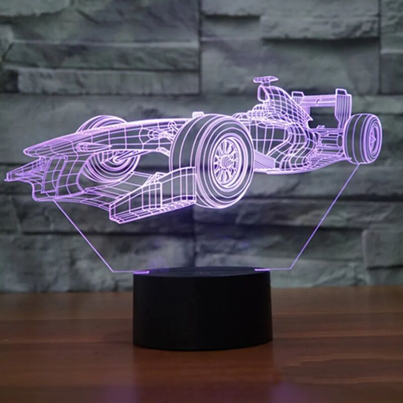 Cadeau de voiture pour garçons, voiture de course 3D LED illusion