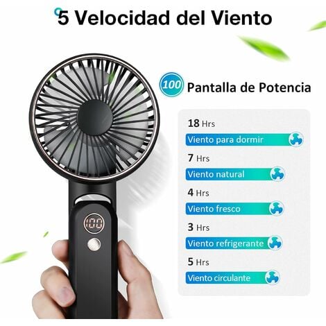 Mini Ventilateur Portable, 3600mAh USB Ventilateur de Poche Rechargeable,  Petit Ventilateur a Main avec 6 Vitesses, Portatif Electrique Fan de Bureau  à Pile Silencieux avec Batterie Externe, Noir : : Informatique