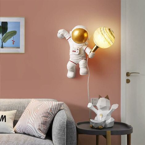 Applique Murale Enfant avec Interrupteur et câble, Astronaute