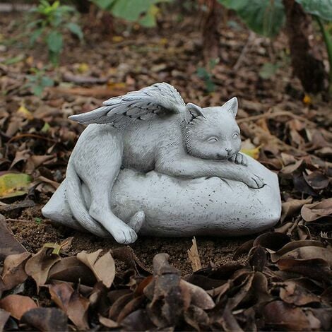 Art Résine Chat Figurine Ailes D'ange Statue De Jardin Ailes D'ange  Décoration De Chat