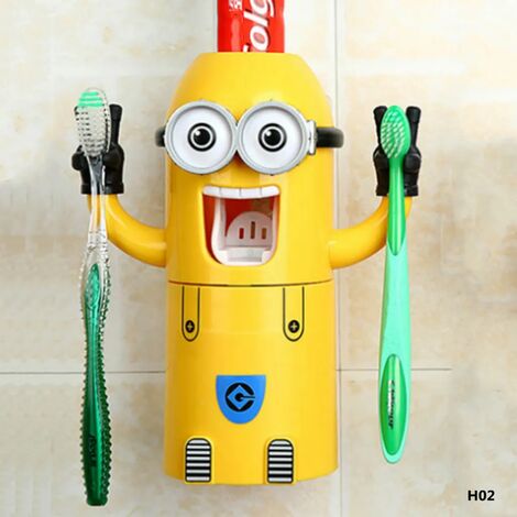 Porte-brosse à dents dessin animé pour enfants distributeur de dentifrice  automatique presse-agrumes mains libres fixé au mur