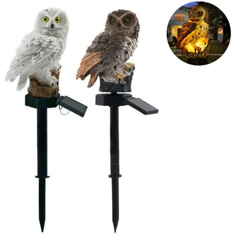 2 Pcs Hibou Animal Ornement Lampe Étanche Énergie Solaire LED