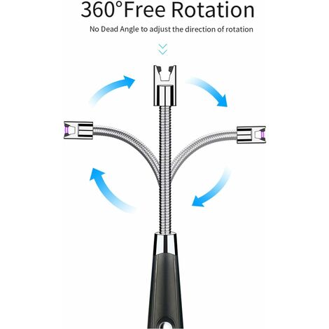 Allume Bougies Electrique,Briquet Bougie Arc Rechargeable USB sans Flamme  avec 360 Diplôme Neck Coupe Vent