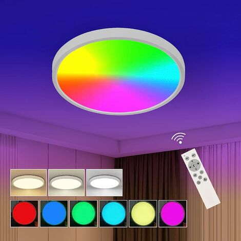RGB LED Plafond Luminaire Modulable la Vie Chambre Éclairage Télécommande  Glas