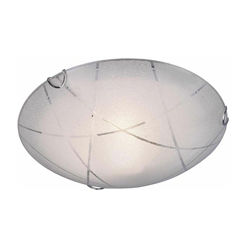 Plafoniera Quadrata Spirelli In Vetro Decorato Con Cerchi - 30x30cm, Attacco E27, IP20, Max 40W
