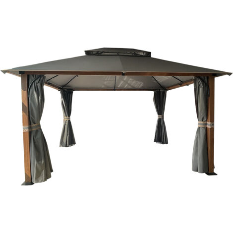 GARDENIA GAZEBO PAXOS 4X3,3XH.2,95 MT IN ALLUMINIO EFFETTO LEGNO