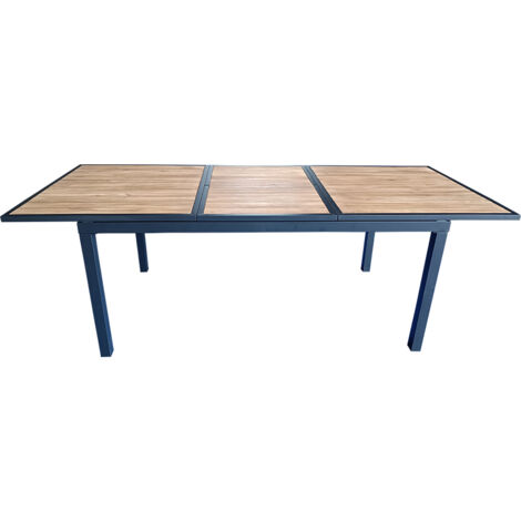 GARDENIA Tavolo rettangolare estensibile, in acciaio con top in legno di acacia, 160/220x90xh.75 cm
