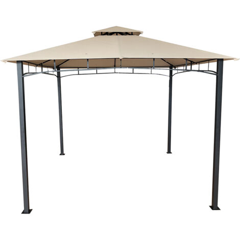 GARDENIA Gazebo tabasco 3x3xh.2,60 mt, struttura in acciaio, 4 pali, copertura in poliestere 180 gr, colore ecru'