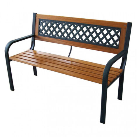 GARDENIA Panchina 2 posti, in legno, struttura in acciaio, intreccio spalliera in resina, 118x52xh.75 cm