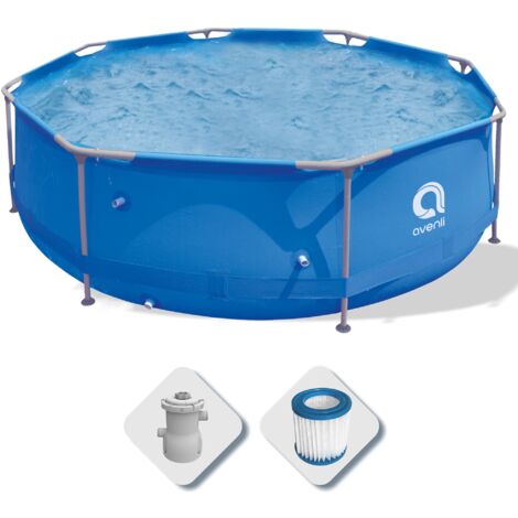 Piscina fuori terra Sirocco Blue 300 x 76 cm – Struttura in acciaio inox – Montaggio rapido in meno di 30 minuti – Inserto filtro incluso – Avenli (1/5)