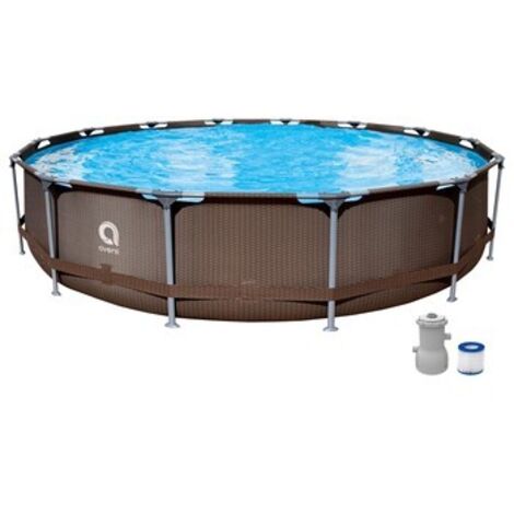 Piscina Avenli Rattan 4,27 m - Grande piscina da giardino per famiglie con filtro