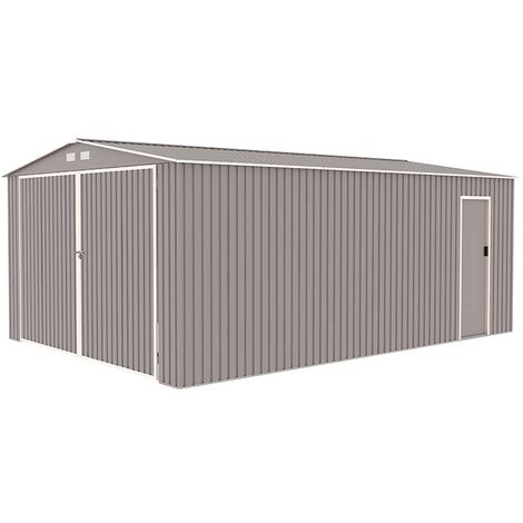 Casetta grecale, garage in lamiera zincata, struttura rinforzata, 380x540xh.232 cm