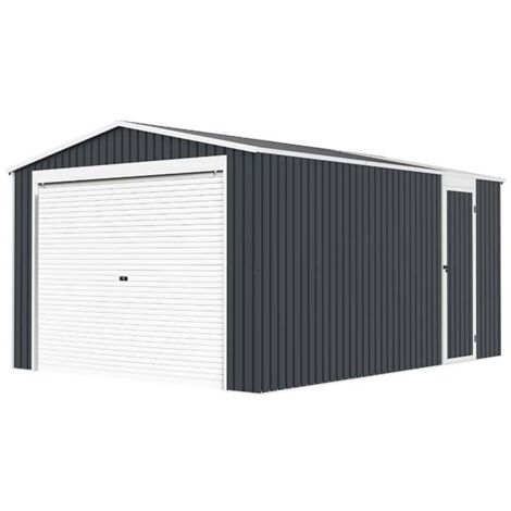Garage eolo 338x448xh.243 cm, in lamiera zincata, doppia porta singola, struttura rinforzata