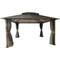 GARDENIA GAZEBO PAXOS 4X3,3XH.2,95 MT IN ALLUMINIO EFFETTO LEGNO
