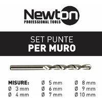 NEWTON Set punte per cemento, 3-10 mm, 8 pezzi