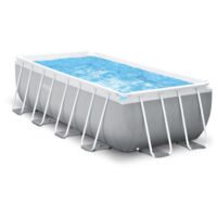 Intex 26790NP – Piscina Fuori Terra Prisma Frame Rettangolare, Pompa Filtro 2006 L/h, Scaletta, 8418 L, Acciaio e PVC, Grigio, 400x200x122 cm