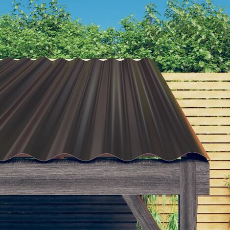 Lot de 12 Panneaux de toit Couverture - Panneau de bardage Acier enduit de  poudre Marron 60x36 cm BV919982 - BonneVie