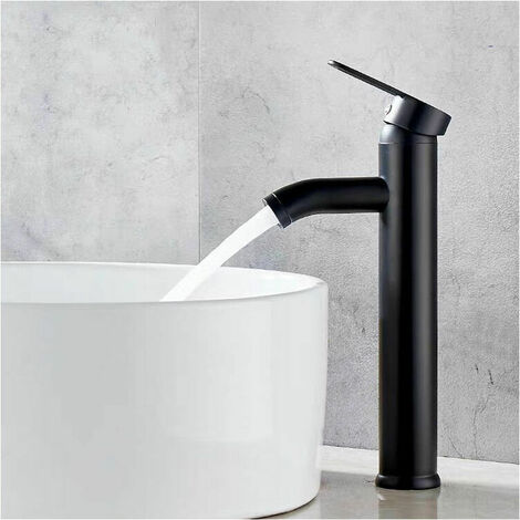Robinet Noir Mat Cuivre Mitigeur Lavabo Salle de Bain Robinet Eau Chaud Froid Mate Bassin Robinetterie élégante et design rétro robinet de Levier Monotrou Vasque Durable