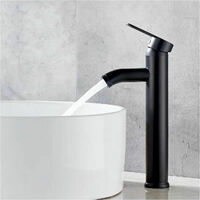 Robinet Noir Mat Cuivre Mitigeur Lavabo Salle de Bain Robinet Eau Chaud Froid Mate Bassin Robinetterie élégante et design rétro robinet de Levier Monotrou Vasque Durable