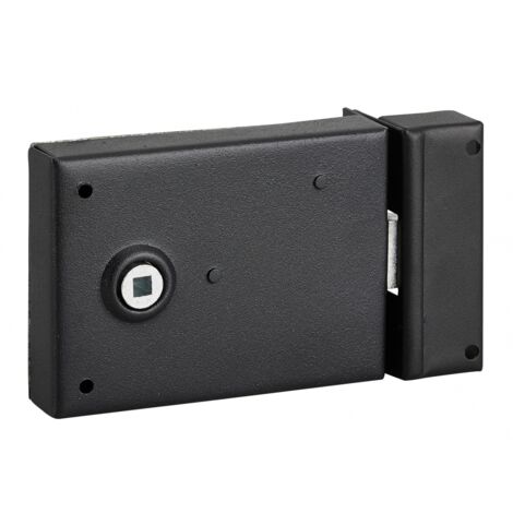 THIRARD - Serrure horizontale en applique à fouillot pour porte int., pêne 1/2 tour seul, axe 85mm, carré 6mm, 110x80mm, noir - THIRARD
