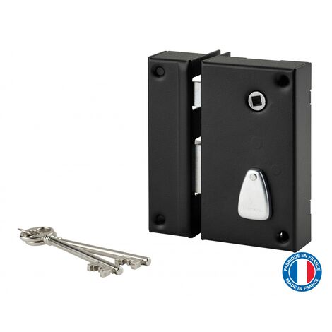 Thirard – Serrure verticale en applique 6 gorges à fouillot gauche – Axe 45mm – Carré 7mm – Dimensions 75x130mm – Noir – 2 clés
