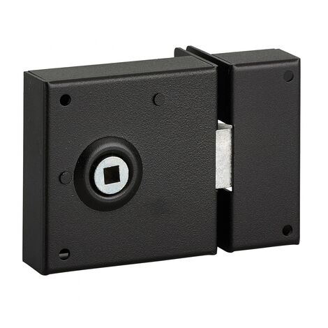 Thirard – Serrure multipoint en applique pour porte intérieure – Pêne 1/2 tour – Axe 45mm – Carré 6mm – Dimensions 70x70mm – Finition époxy noir granité