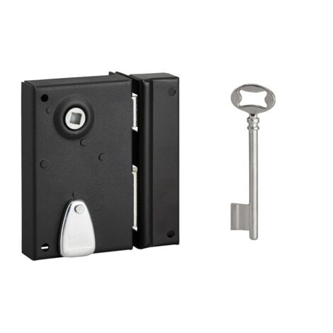 Thirard – Serrure verticale en applique à clé à fouillot pour porte intérieure – Mécanisme 1 tour – Entraxe 40mm – Largeur têtière 110mm – Finition noir granité