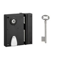 Thirard – Serrure verticale en applique à clé à fouillot pour porte intérieure – Mécanisme 1 tour – Entraxe 40mm – Largeur têtière 110mm – Finition noir granité