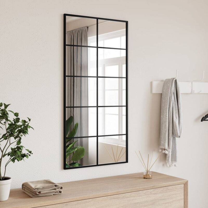 Prolenta Premium Wandspiegel Schwarz 50x100 cm Rechteckig Eisen | Wandspiegel