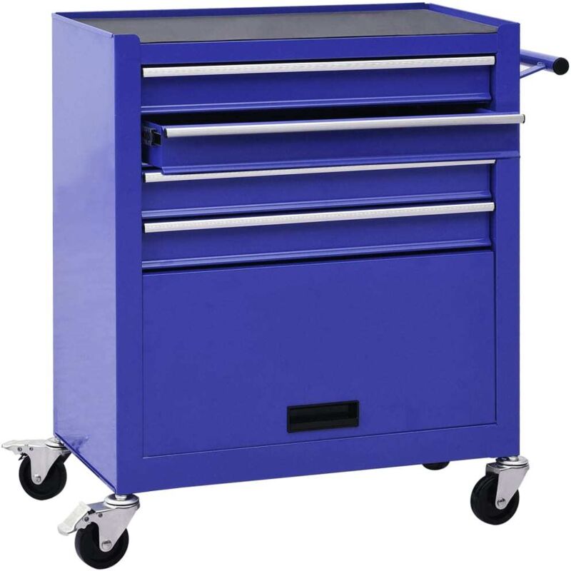 Prolenta Premium - Werkzeugwagen mit 4 Schubladen Stahl Blau