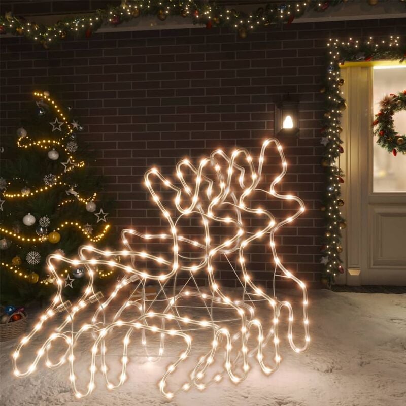 vidaXL Kerstfiguur rendier met LED\'s 3 st 57x55x4,5 cm warmwit