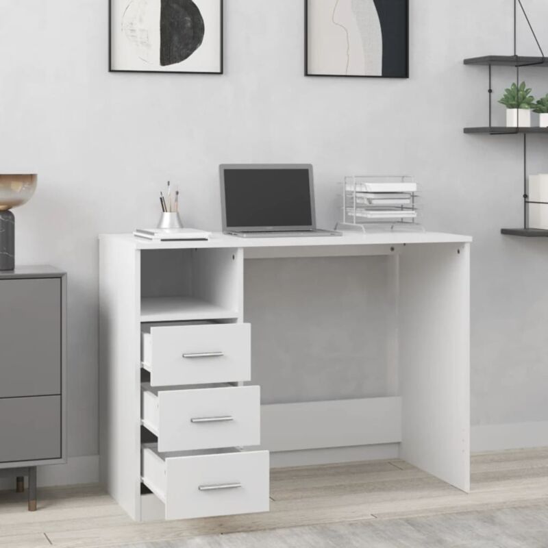 Schreibtisch Hochglanz-Weiß 100x55x75 cm Holzwerkstoff online