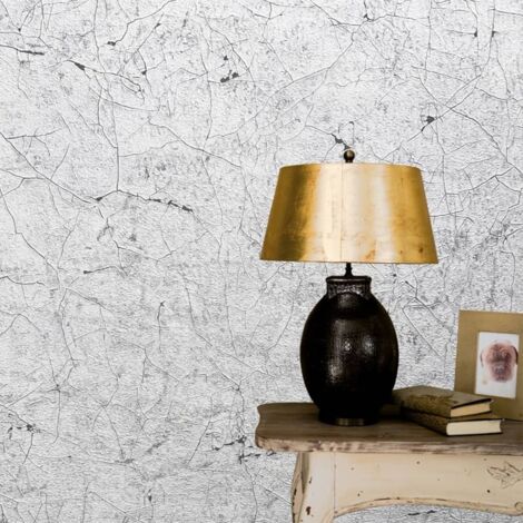 Deluxe Grau Crackle Stucco Vintage Tapete