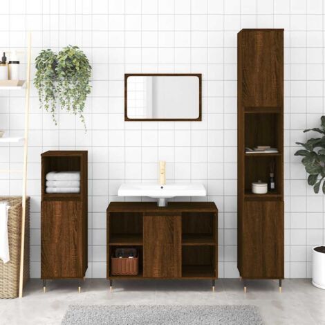 Prolenta Premium Badschrank Braun Eichen-Optik 80x33x60 cm
