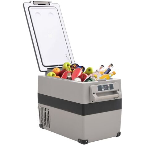 Kühlbox mit Rollen und Adapter Schwarz & Grau 30 L Polypropylen